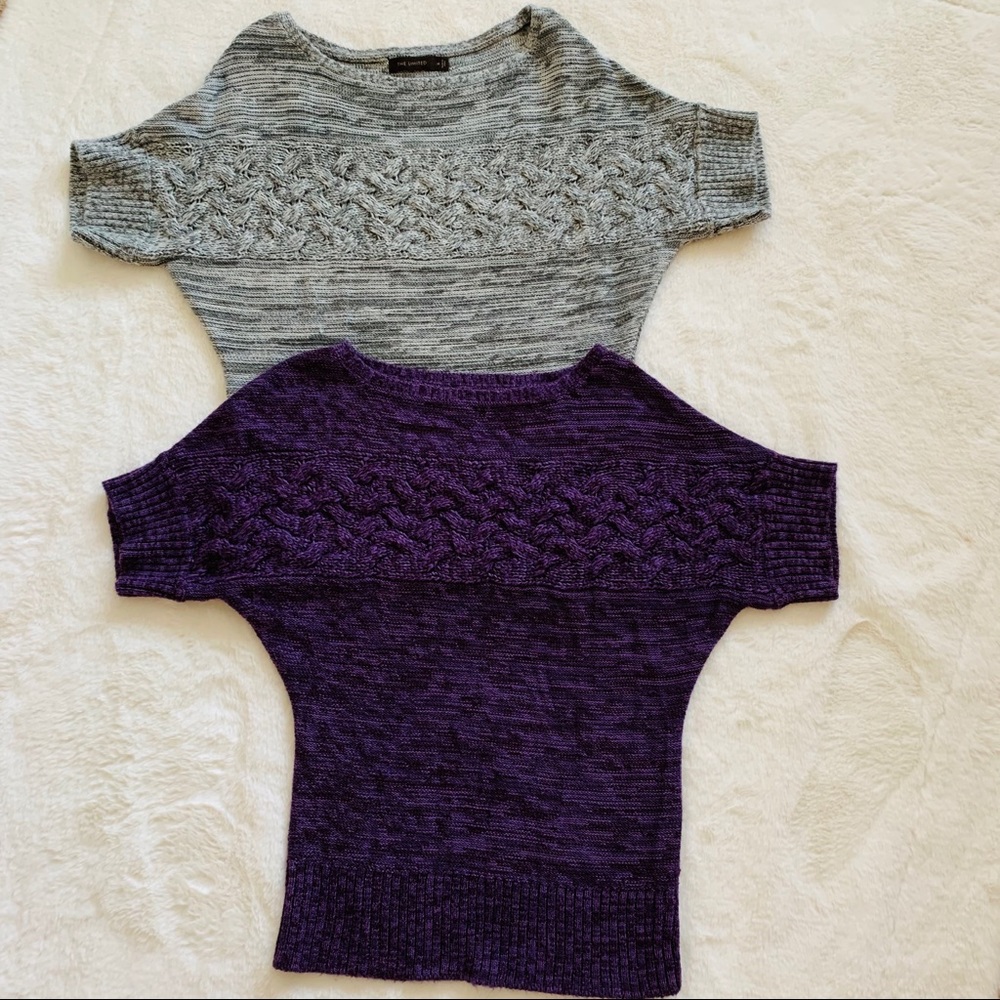 The Limited Two Short Sleeve Cable Knit Sweaters